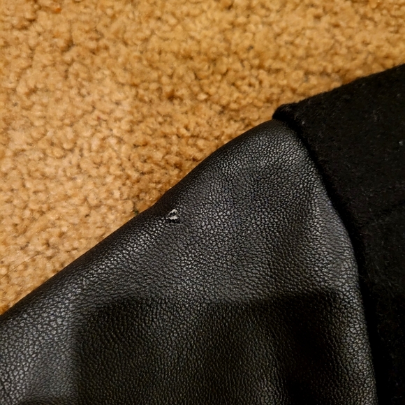 Old Navy Wool Blend & Faux Leather Varsity Bomber Jacket Black - Picture 6 of 6